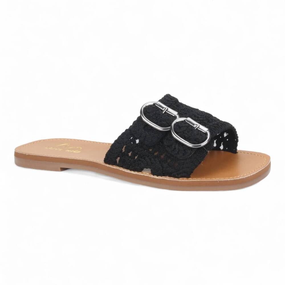 NEW LOVE RIO women's bailey vintage crochet sandal in black
